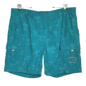 Tommy Bahama Teal Palm Tree Print Shorts Swim Trunk Mesh Lined Pockets